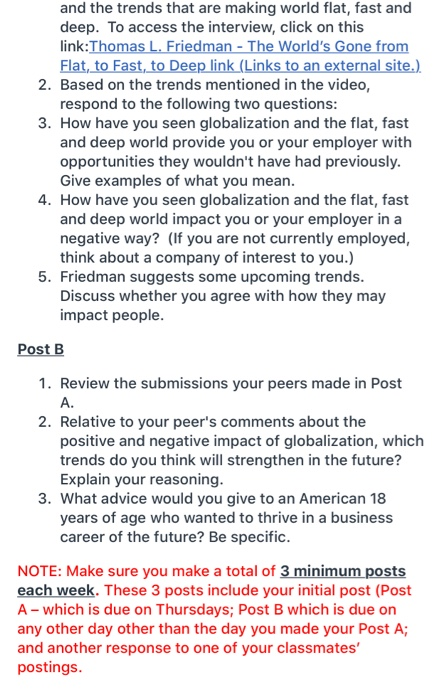 Flat World Link Post A 1. New York Times