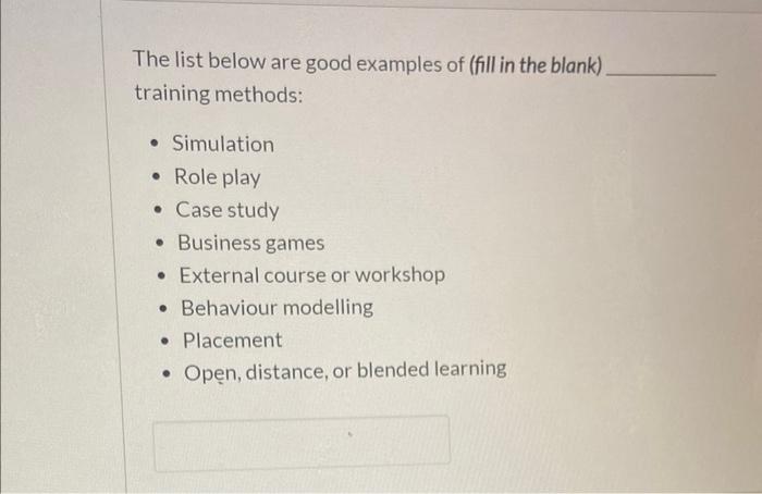The list below are good examples of (fill in the