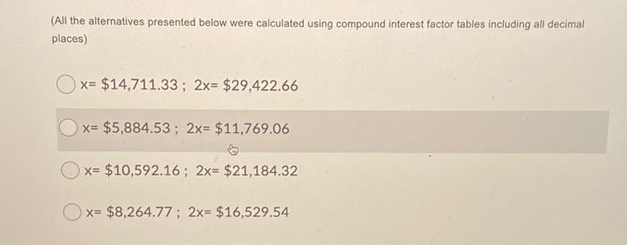 For the cash flows shown in the diagram,