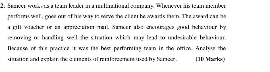 Sameer works as a team leader in a multinational