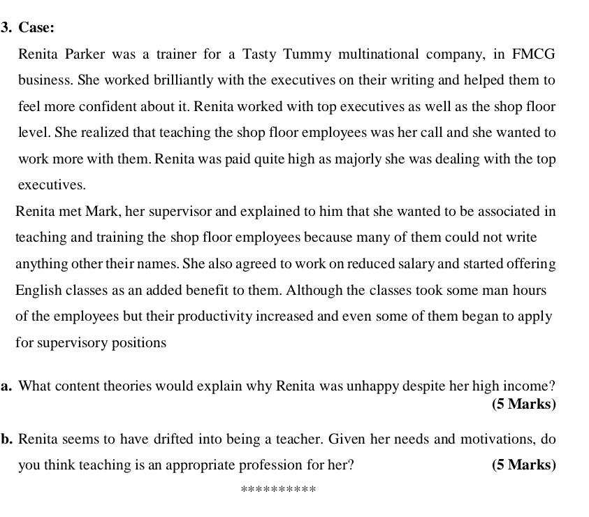 Sameer works as a team leader in a multinational