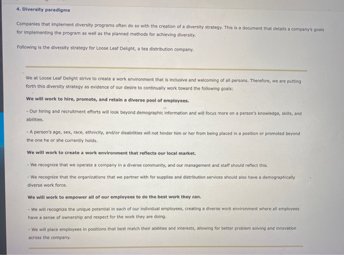 4. Diversity paradigms Companies that implement