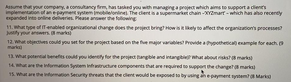 Assume that your company, a consultancy firm, has