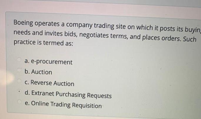 Boeing operates a company trading site on which