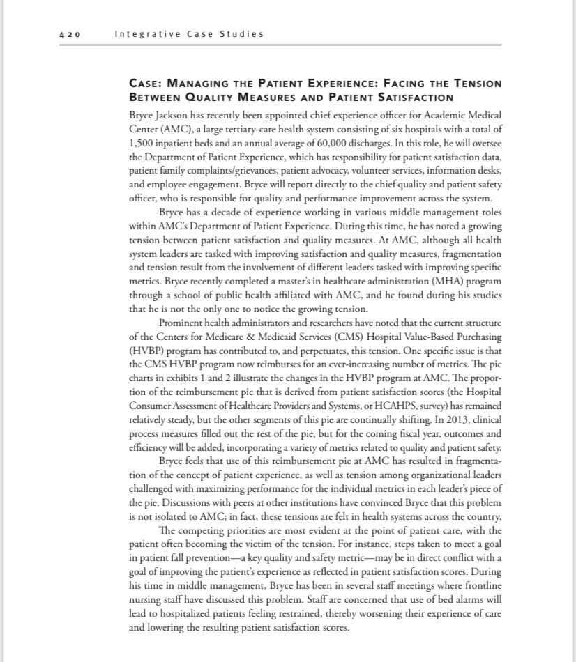 Managing the Patient Experience case: Consider