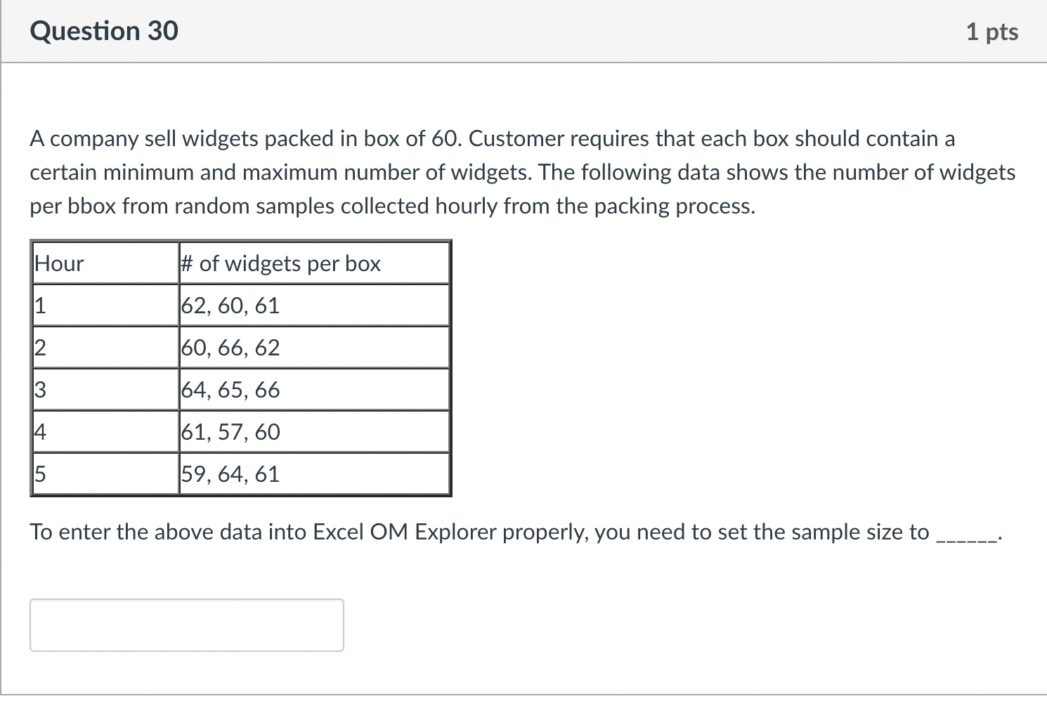 A company sell widgets packed in box of 60 .