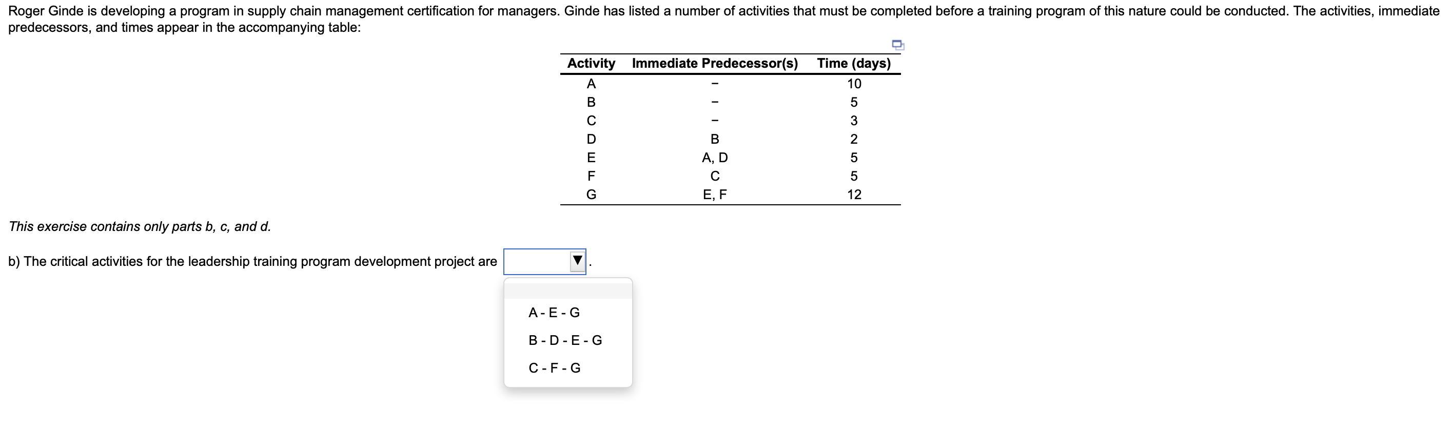 Roger Ginde is developing a program in supply