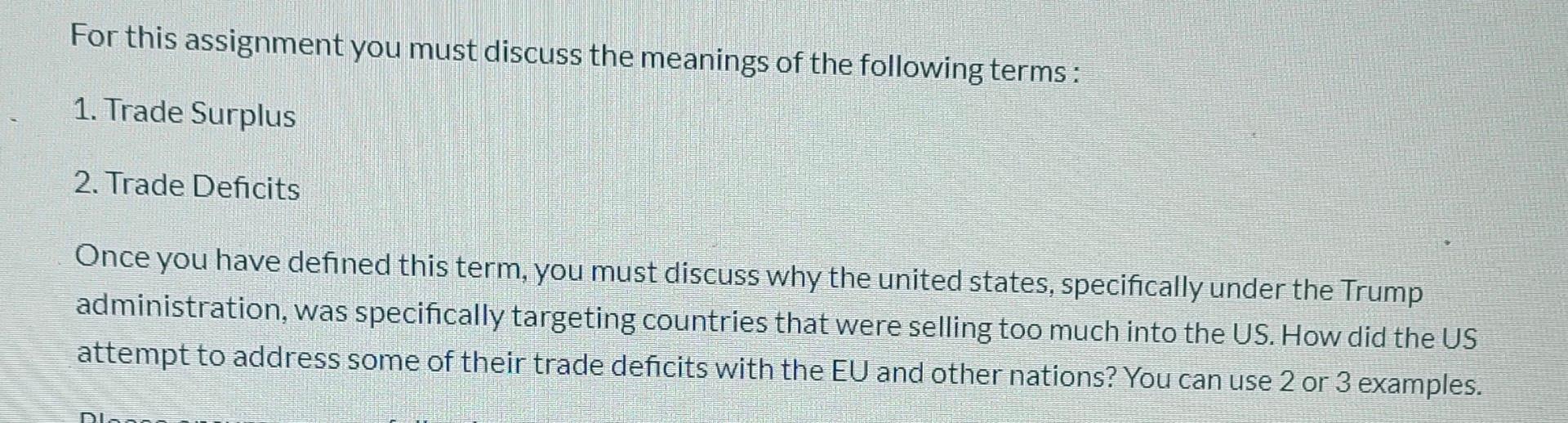 For this assignment you must discuss the meanings