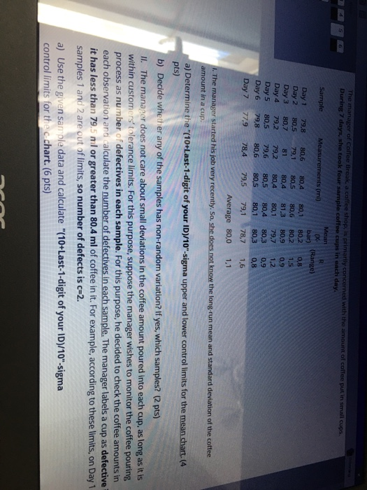 I. a) 1.3 sigma II. a) 1.3 sigma 4 The manager of
