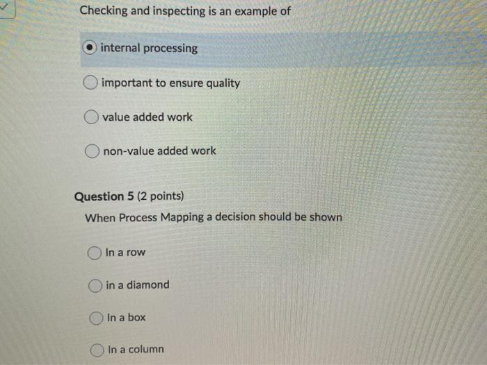 Checking and inspecting is an example of internal