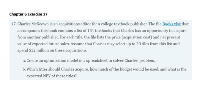 please show me the formula Chapter 6 Exercise 17