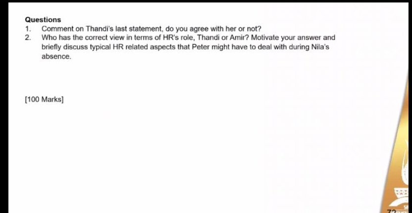Questions 1. Comment on Thandi's last statement,
