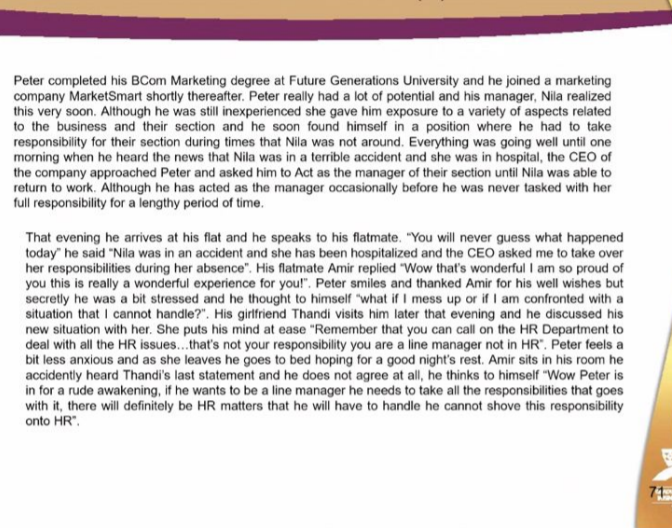 Questions 1. Comment on Thandi's last statement,