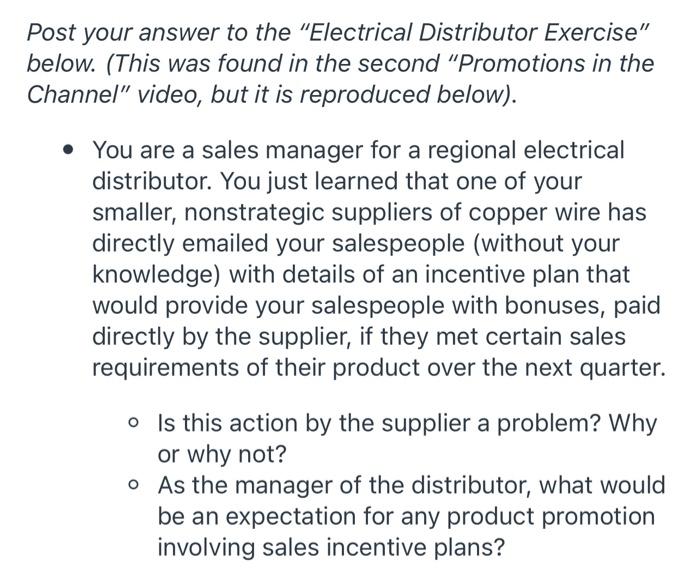 Post your answer to the "Electrical Distributor