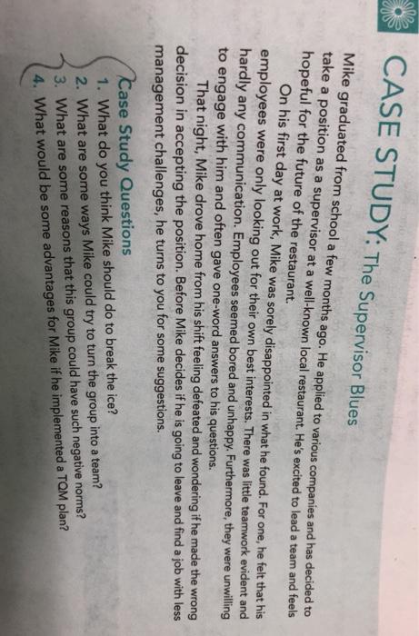 CASE STUDY: The Supervisor Blues Mike graduated