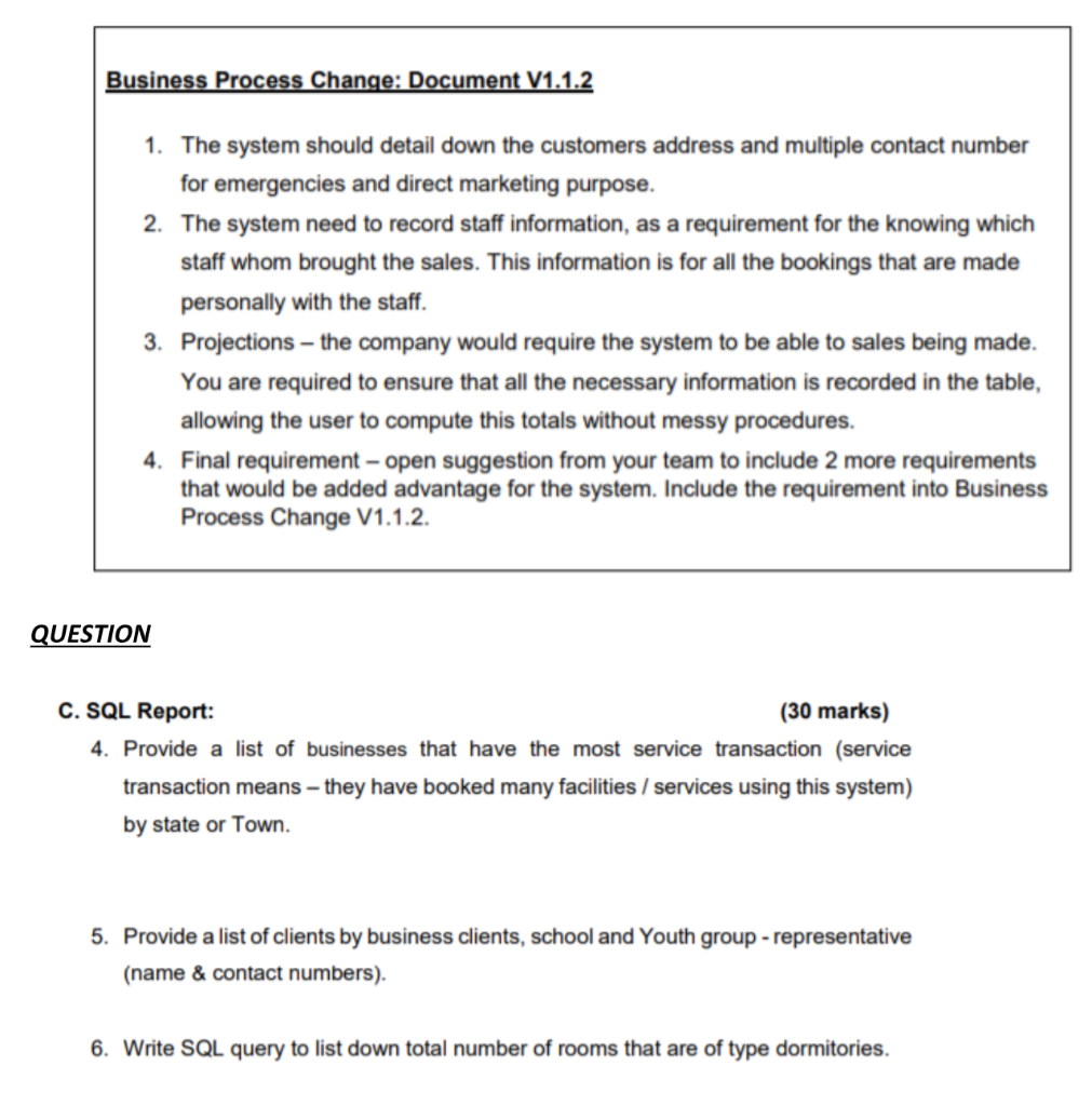 I would to ask about the Part C: SQL Report