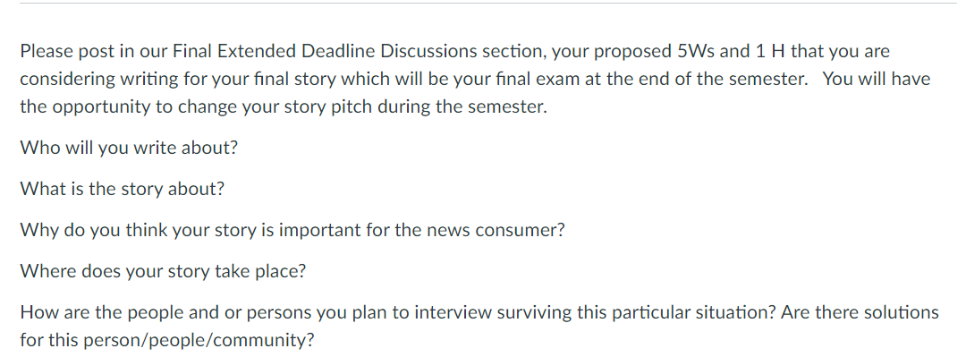 Please post in our Final Extended Deadline