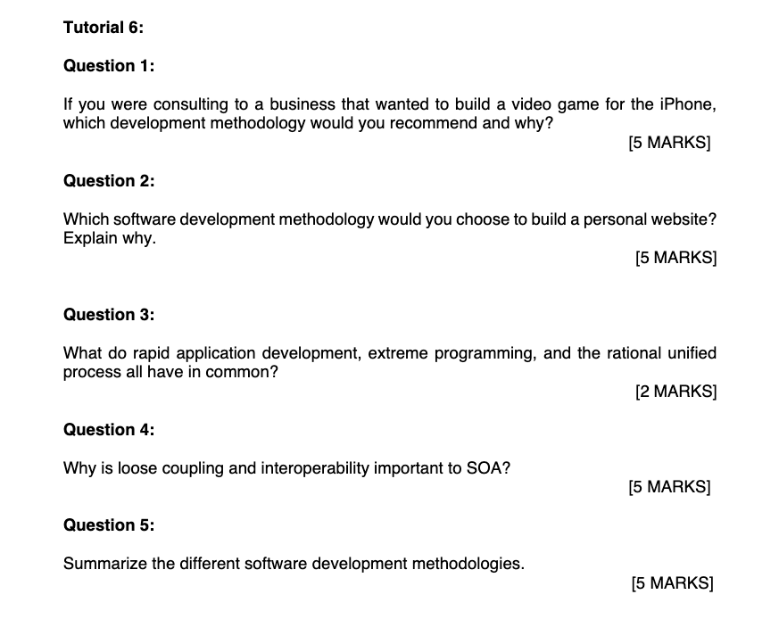 Tutorial 6: Question 1: If you were consulting to