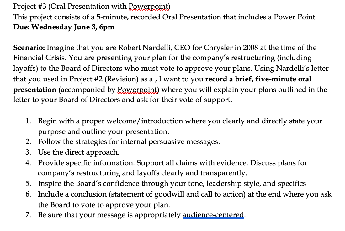 No powerpoint and please dont record yourself.