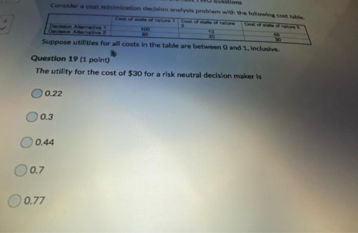 Consider a cost mutation decision analysis