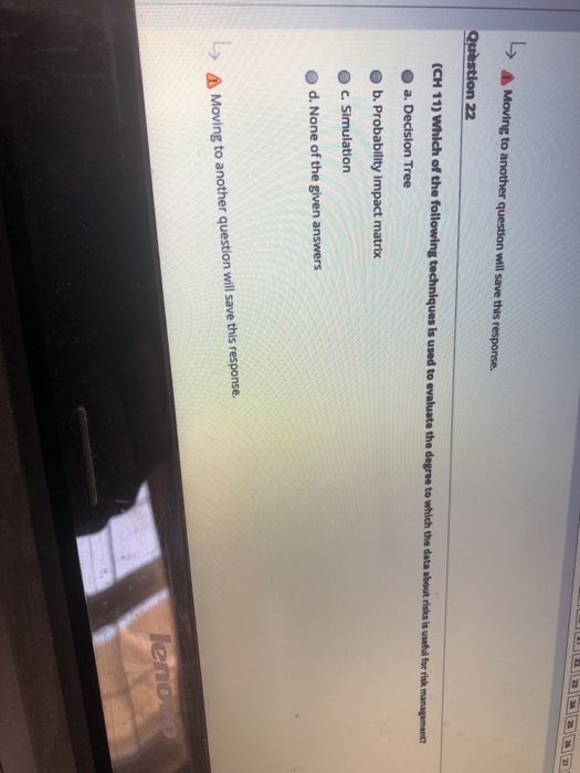 Moving to another question will save this