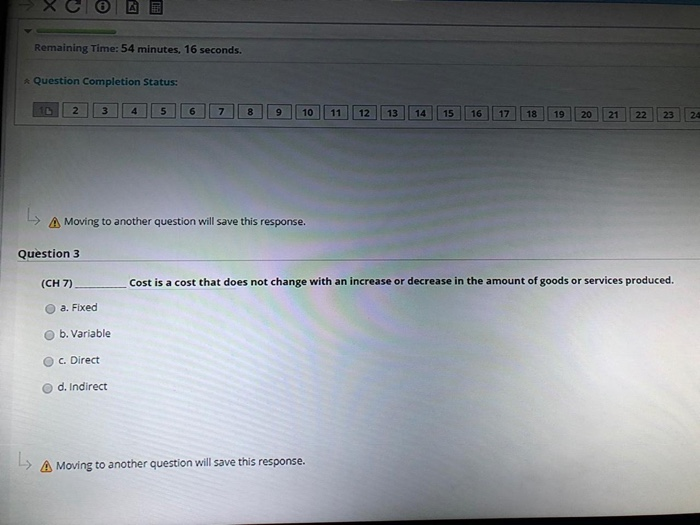 Remaining Time: 54 minutes, 16 seconds. Question