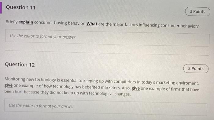 question 11 and 12 Question 11 3 Points Briefly