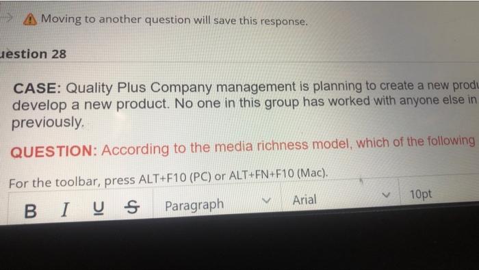 Moving to another question will save this