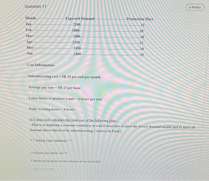 production planning and control Question 17 6