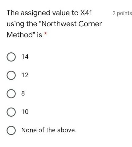 2 points The assigned value to X41 using the
