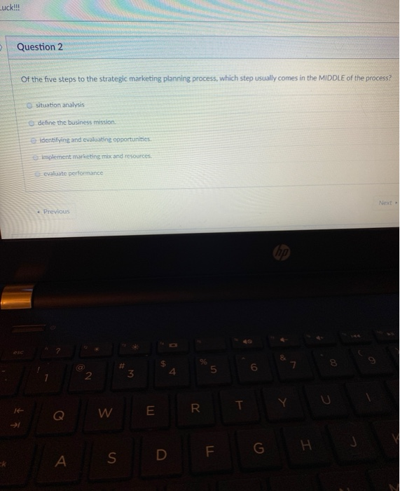 Luckil Question 2 Of the five steps to the