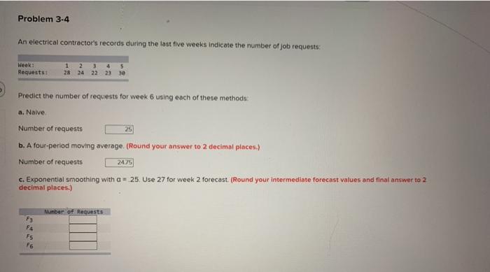 Problem 3-4 An electrical contractor's records