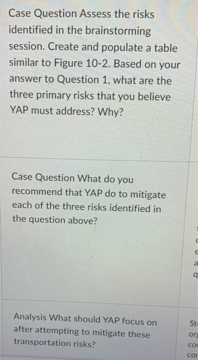 Case Question Assess the risks identified in the