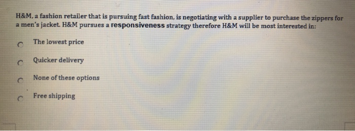 H&M, a fashion retailer that is pursuing fast