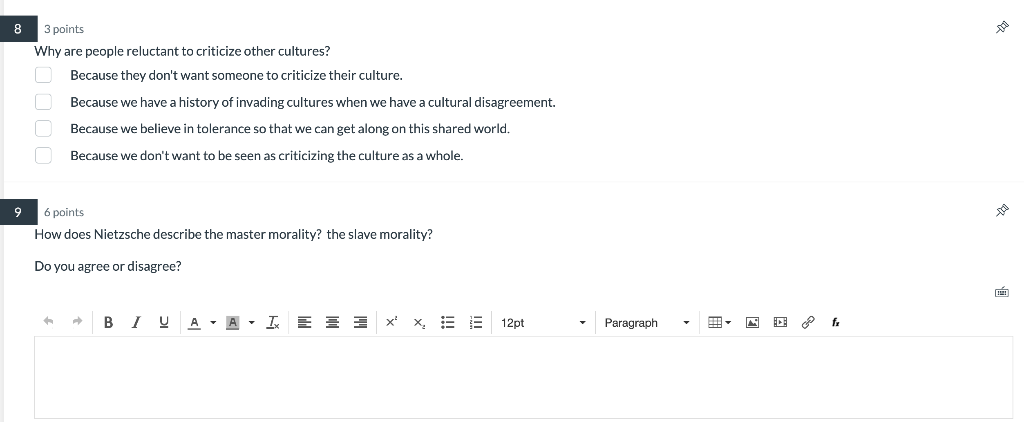 7 3 points Name a value that seems to be shared