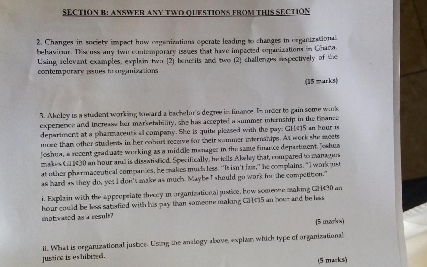 SECTION B: ANSWER ANY TWO QUESTIONS FROM THIS