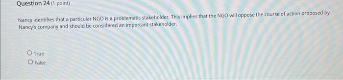 Nancy identifies that a particular NGO is a