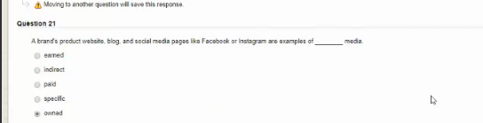 > Moving to another question will save this