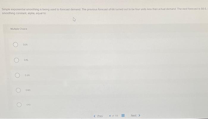 Simple exponential smoothing is being used to