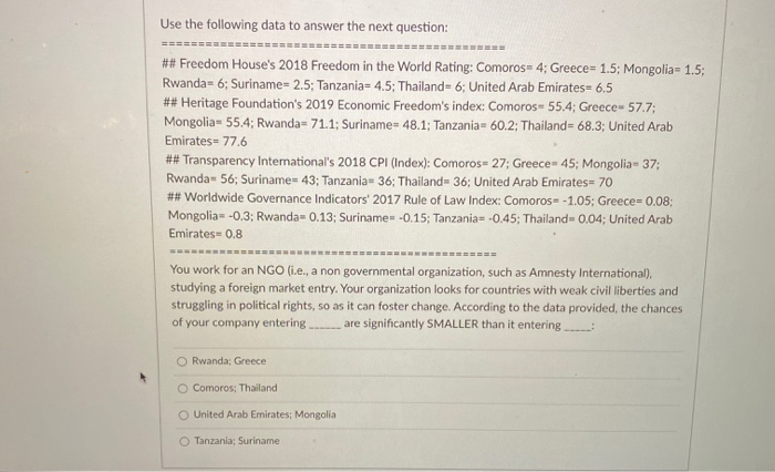 Use the following data to answer the next