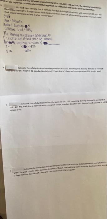 it says given: mean 450 units standard