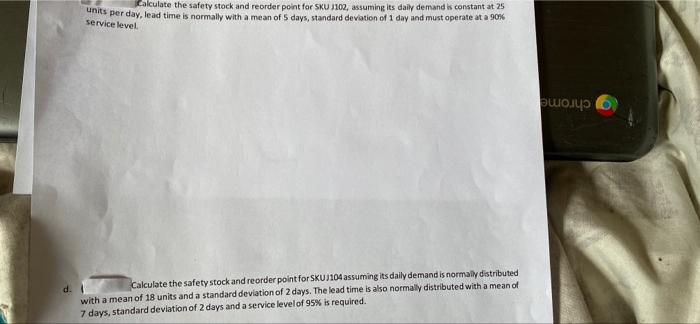 it says given: mean 450 units standard