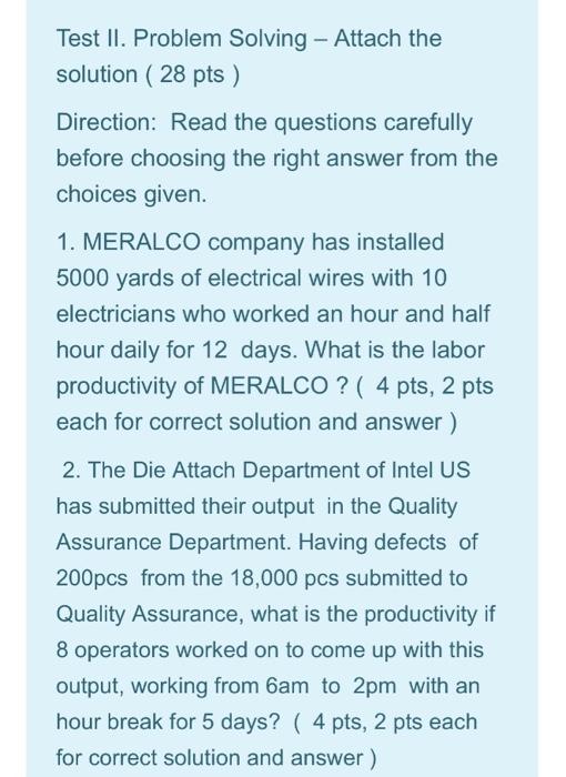 Test II. Problem Solving - Attach the solution (