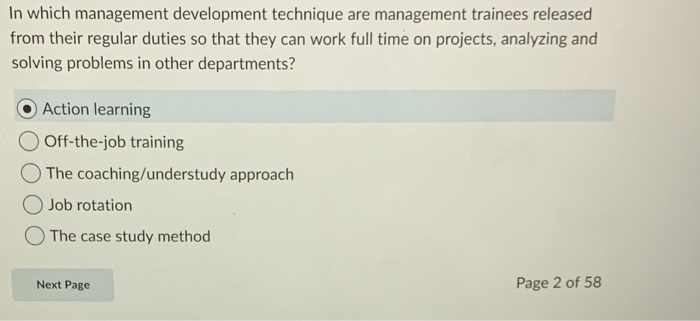 In which management development technique are