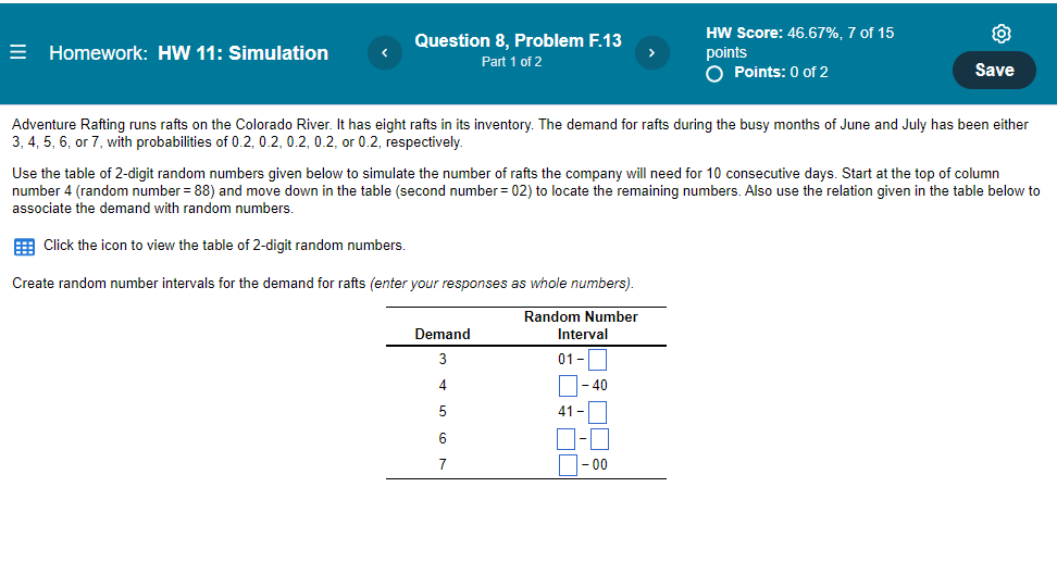 = Homework: HW 11: Simulation Question Problem
