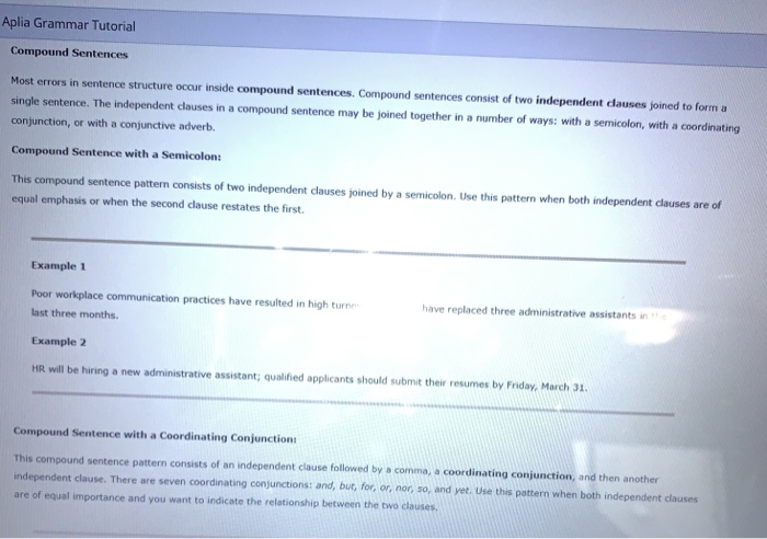 plia Grammar Tutorial Compound Sentences Most