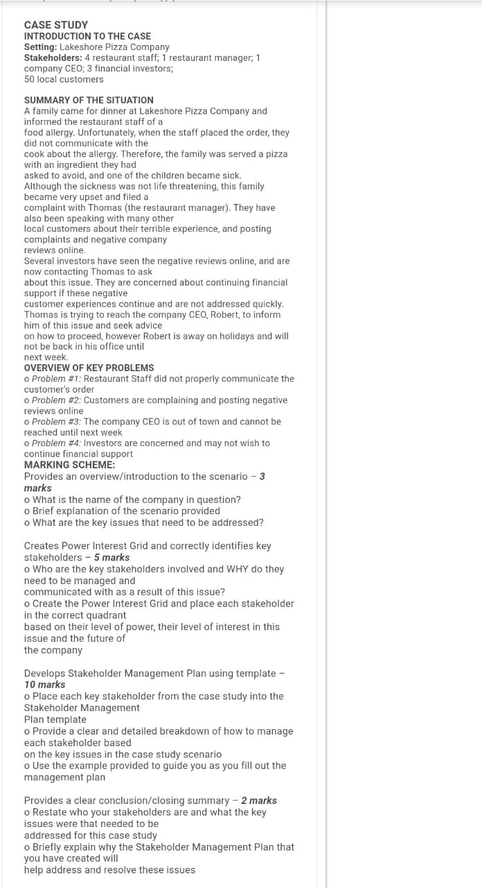 CASE STUDY INTRODUCTION TO THE CASE Setting: