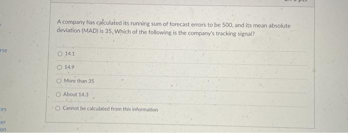 A company has calculated its running sum of