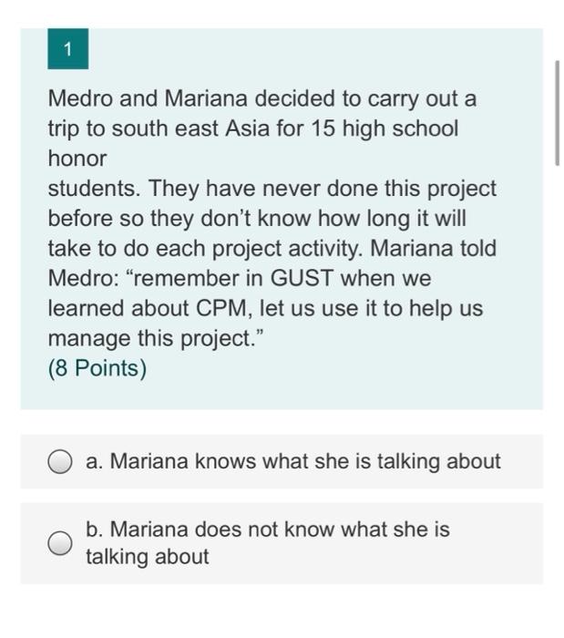 1 Medro and Mariana decided to carry out a trip