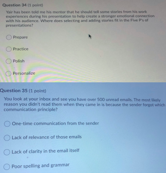 Question 31 (1 point) Javier tells Luis that he